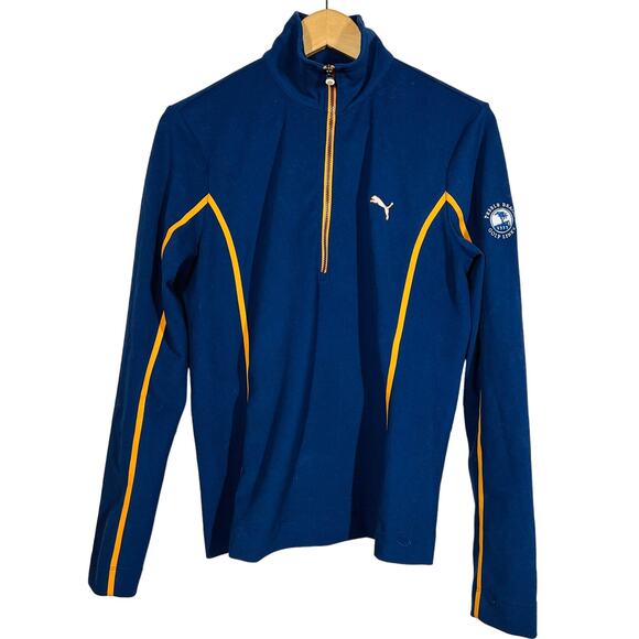 Puma Half Zip Pullover Pebble Beach Top Long Sleeve Navy Orange Athletic - XL - Picture 1 of 5